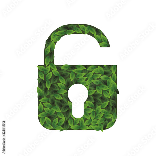 secure padlock of leafs