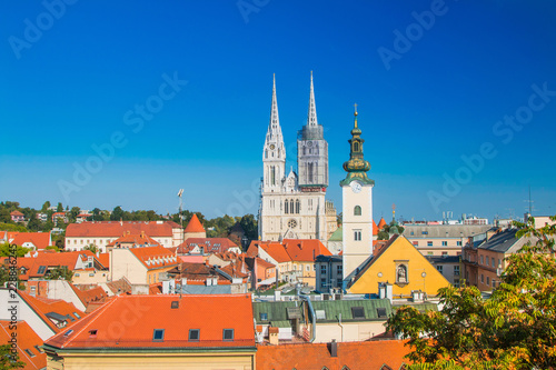 Wallpaper Mural Croatia, Zagreb, catholic cathedral and red roofs in city center, view from Upper town Torontodigital.ca
