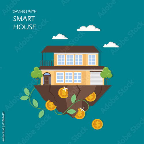 Savings with smart house vector flat illustration
