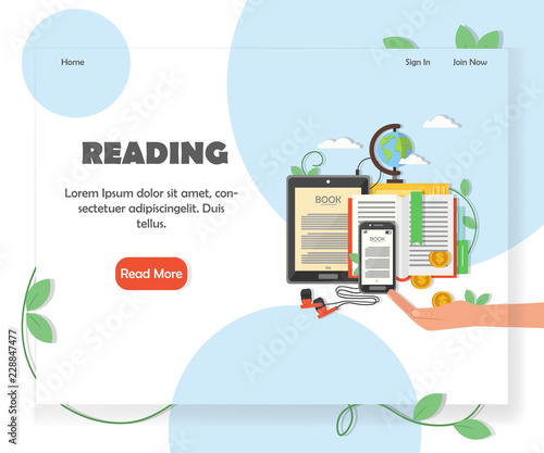 Educational website home page vector design template