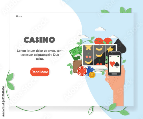 Online casino website homepage vector design template