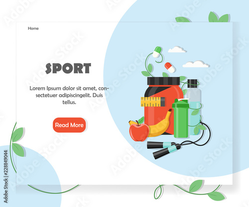 Sports website home page vector design template