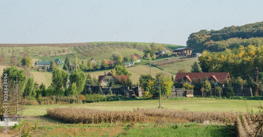 Fototapeta premium Traditional European buildings in the autumn hills