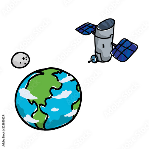 world planet earth with satellite