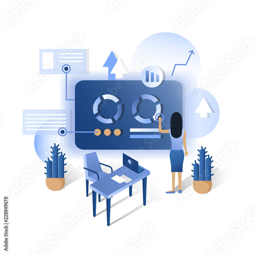 Vector isometric future technology smart home blue screen IP dashboard
