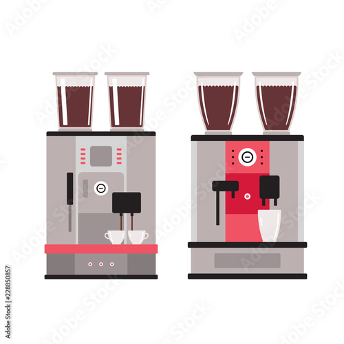 Coffee machine set isolated on white background Kitchen appliance