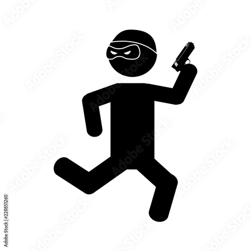 danger bandit running with gun silhouette