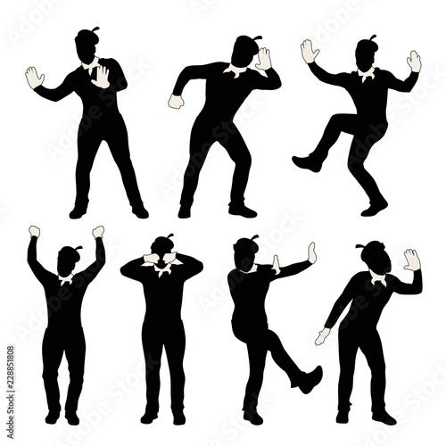 man mime silhouette set