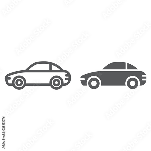 Car line and glyph icon  traffic and vehicle  automobile sign  vector graphics  a linear pattern on a white background.