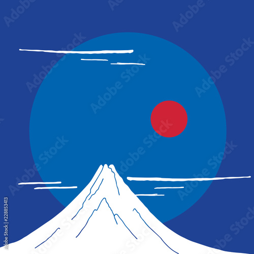 Mountain Fuji at night Japanese landscape background Vector illustration