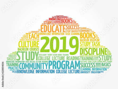2019 Education word cloud collage, business concept background