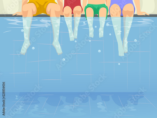 Family Swimming Pool Illustration