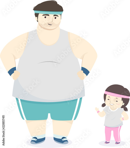 Kid Girl Father Exercise Outfit Illustration