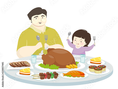 Kid Girl Father Eat Foods D...