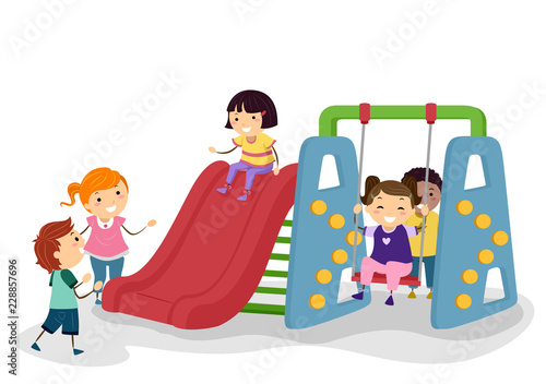 Stickman Kids Indoor Playground Illustration