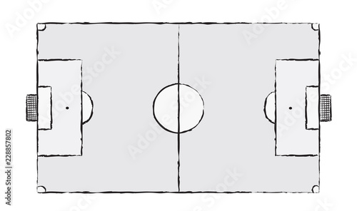 Football stadium or Soccer field. Sport drawing tournament design in doodles style.