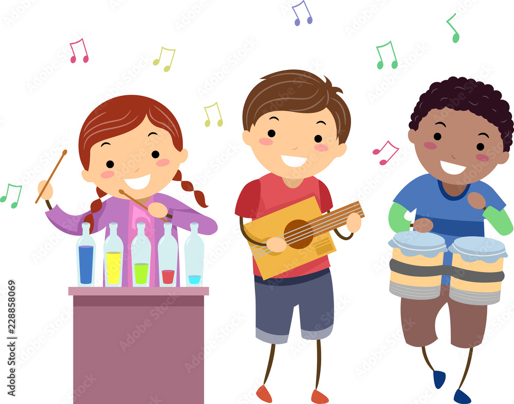 Stickman Kids Music Instruments Illustration Stickman Kids Music Instruments Illustration