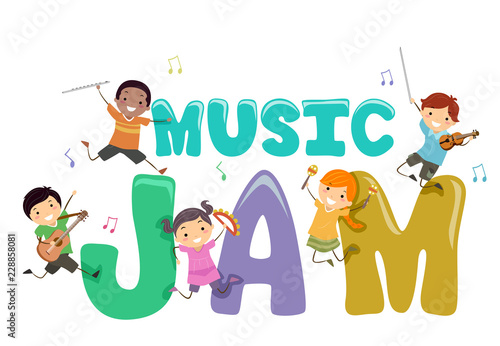 Stickman Kids Music Jam Illustration