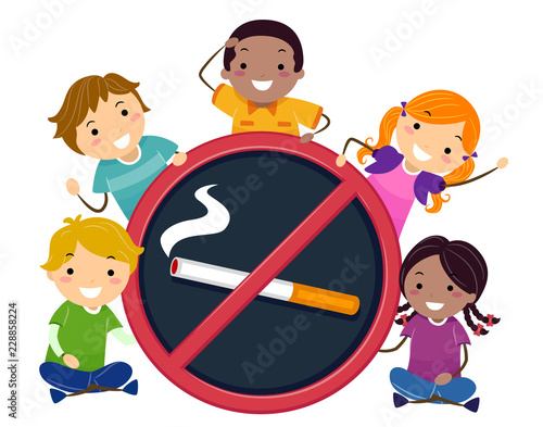 Stickman Kids No To Smoking Illustration