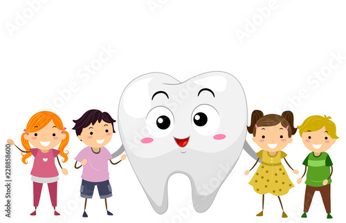 Stickman Kids Tooth Mascot Illustration