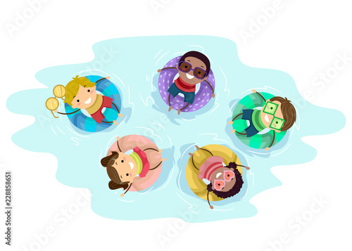 Stickman Kids Pool Float Illustration