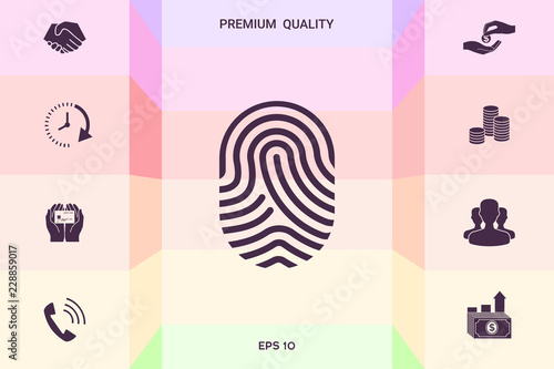 Fingerprint. Scanned finger icon . Graphic elements for your design