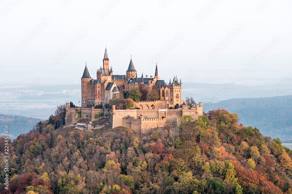 Hohenzollern Castle at sunrise, Baden-Wuerttemberg, Germany Hohenzollern Castle at sunrise, Baden-Wuerttemberg, Germany