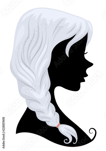 Silhouette Girl Gray Hair Illustration