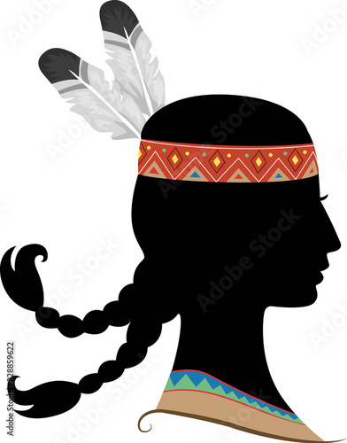 Silhouette Girl Native Amer...