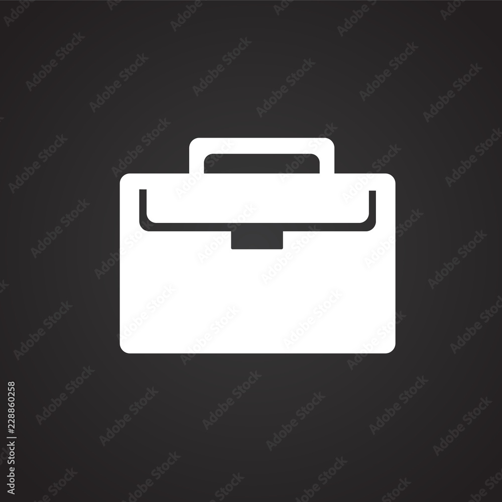 Briefcase on black background icon