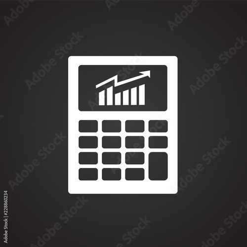 Business calculator on black background icon