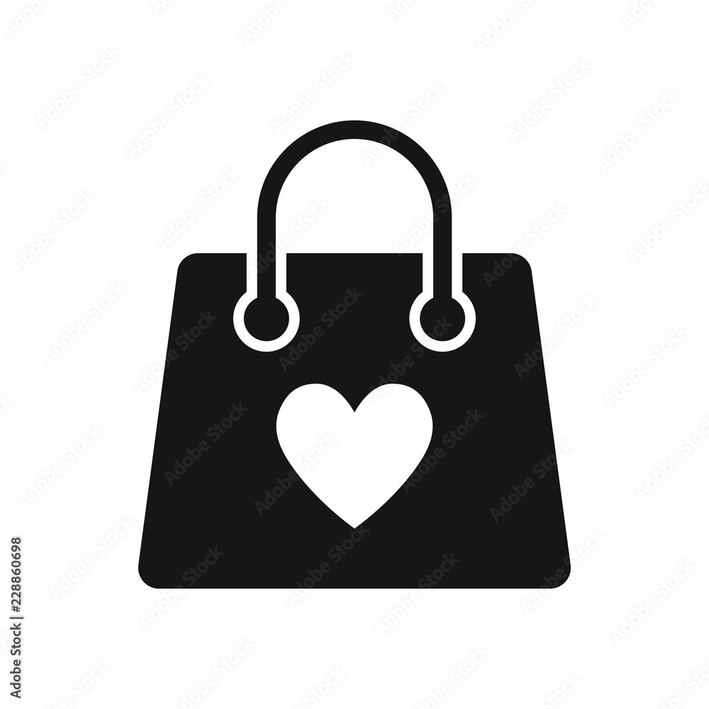Shopping bag with heart vector icon Shopping bag with heart vector icon