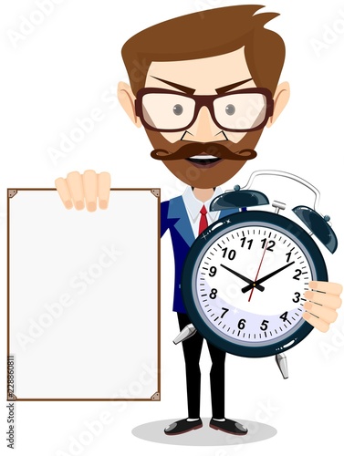 Time management, control. Vector illustration flat design. Isolated on background. Organization of process.