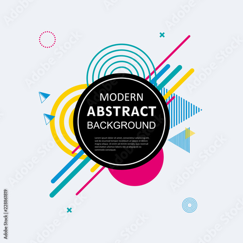 Modern abstract geometric pattern colorful design with badge.  EPS 10 Vector. Use for background, template, cover, poster, decorated, brochure, flyer, card, tag.