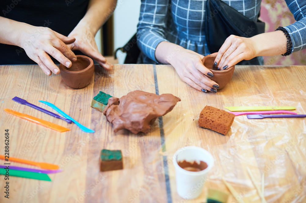 Obraz premium tools for pottery on the table