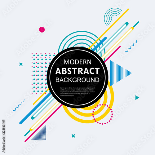 Modern abstract geometric pattern colorful design with badge.  EPS 10 Vector. Use for background, template, cover, poster, decorated, brochure, flyer, card, tag.