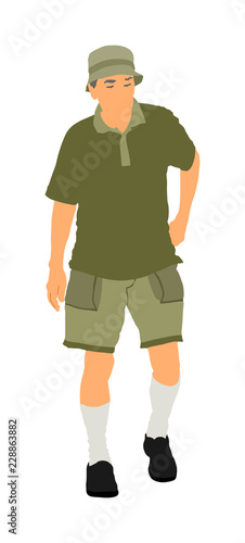 Happy elderly senior walking alone vector isolated on white. Old man person.  Mature people active life. Grandfather outdoor in park. Health care in nursing home. Loneliness  worried. Quality time.
