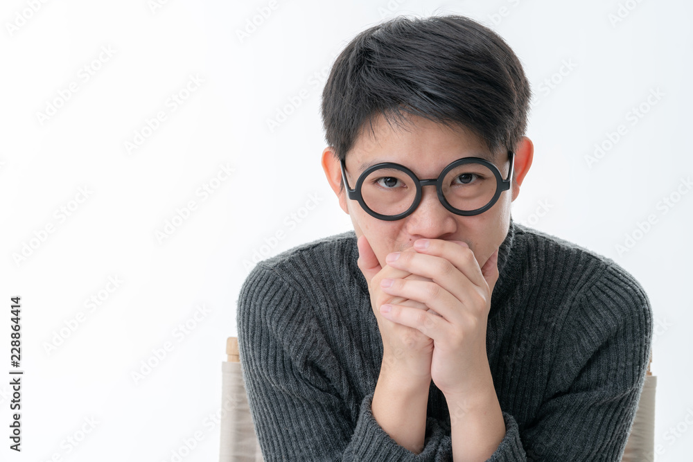 creative smart asian male with glasses facial emotional portrait with happiness and confident feeling white background creative smart asian male with glasses facial emotional portrait with happiness and confident feeling white background