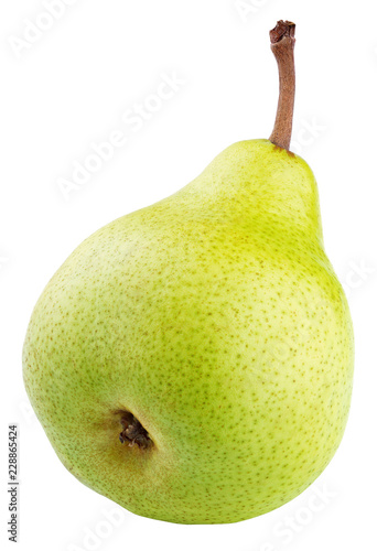 Green pear fruit isolated on white background with clipping path. Full depth of field.