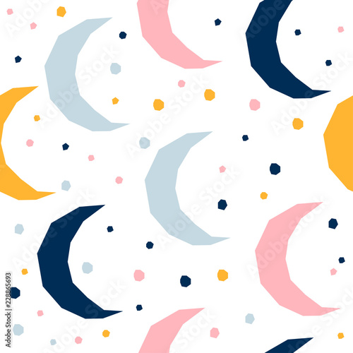 Abstract seamless pattern background. Childish geometric cover for design birthday card, wallpaper, holiday wrapping paper, shop seasonal sale advertising, textile fabric, bag print, t shirt etc.