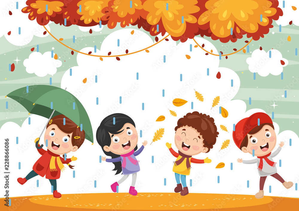 Vector Illustration Of Autumn Children Vector Illustration Of Autumn Children