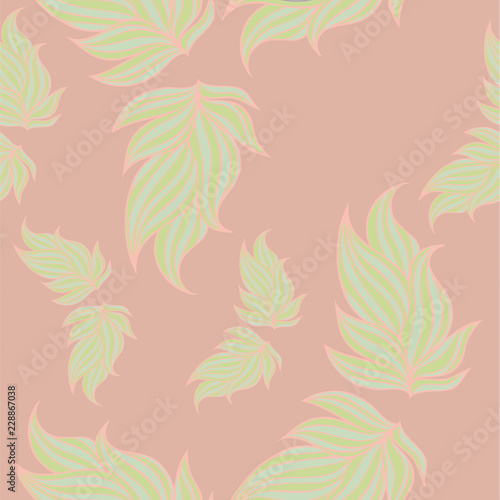 Seamless floral background pattern. Nature theme leaves  hand - drawn abstract elements. Template for textile paper  greeting card  postcard design.