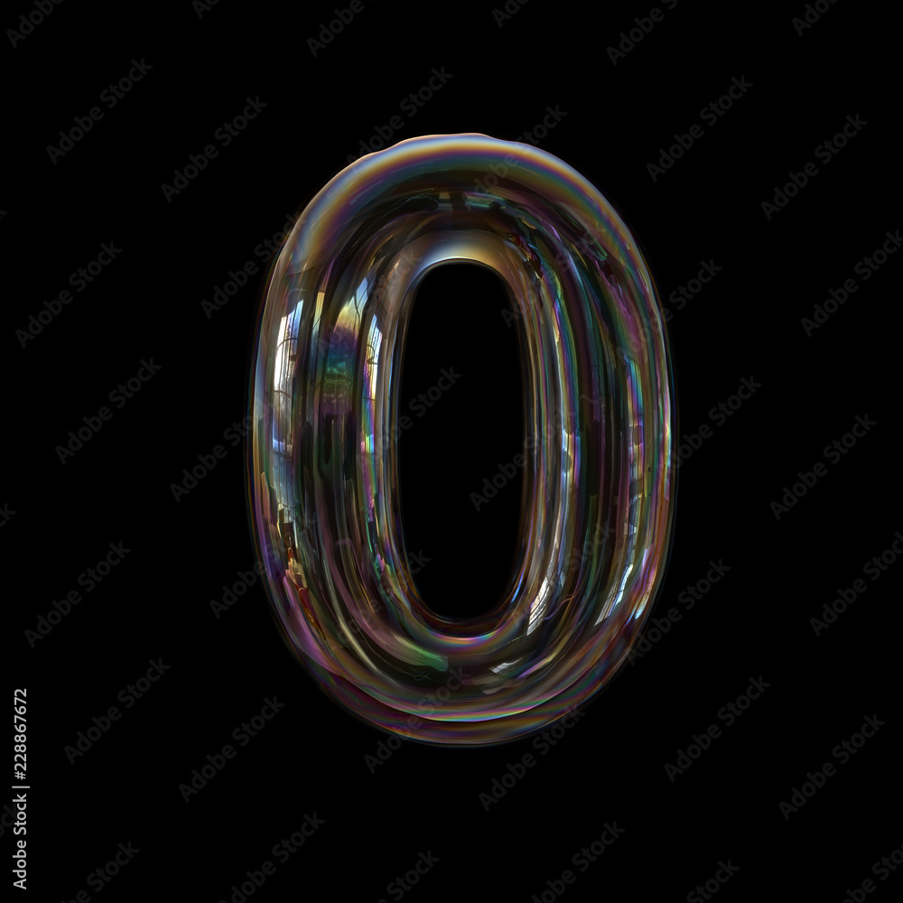 Soap bubble number 0 - 3d transparent digit - childhood, imagination or fragility concept Soap bubble number 0 - 3d transparent digit - childhood, imagination or fragility concept