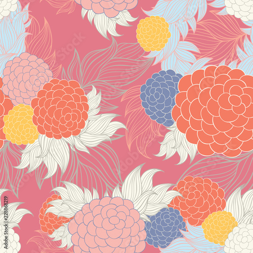 Colorful floral seamless background pattern.Wallpaper, pattern fills, web page background,surface textures, textile design template. Vector illustration
