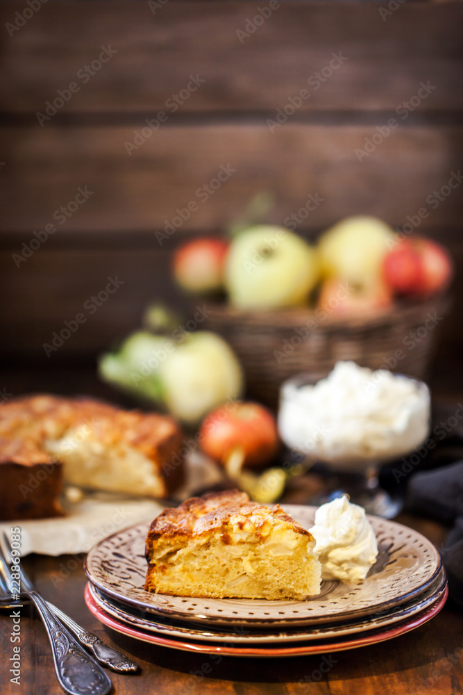 Fresh homemade delicious apple cake