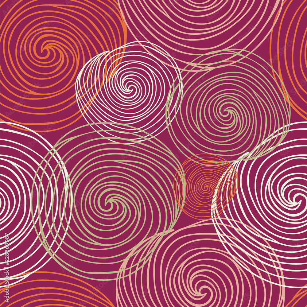 Hand- drawn abstract seamless background pattern. Waves, curls, swirls theme. Vector illustration