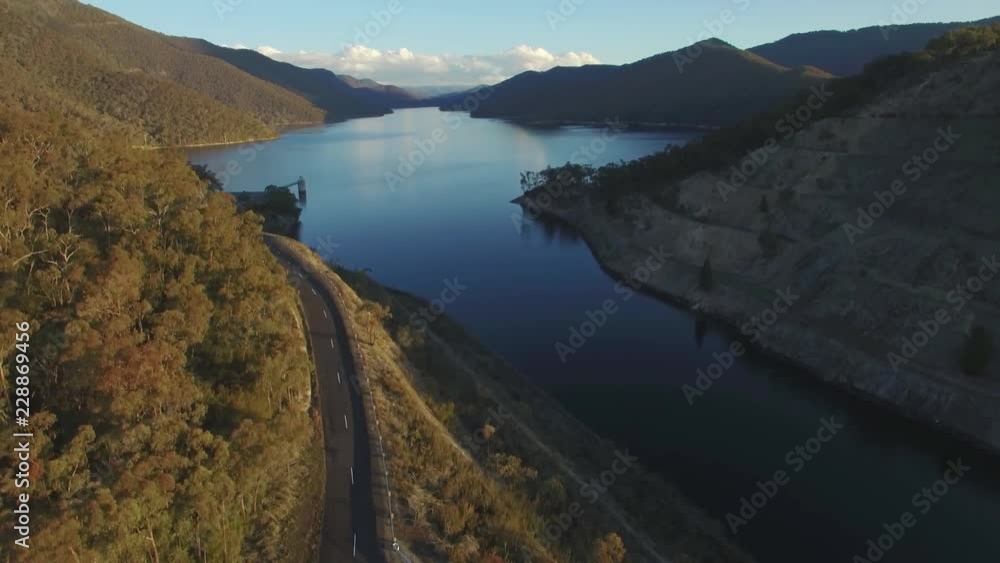 Slow rise above Talbingo Reservoir Lake in the mountains. NSW, Australia. Slow rise above Talbingo Reservoir Lake in the mountains. NSW, Australia.