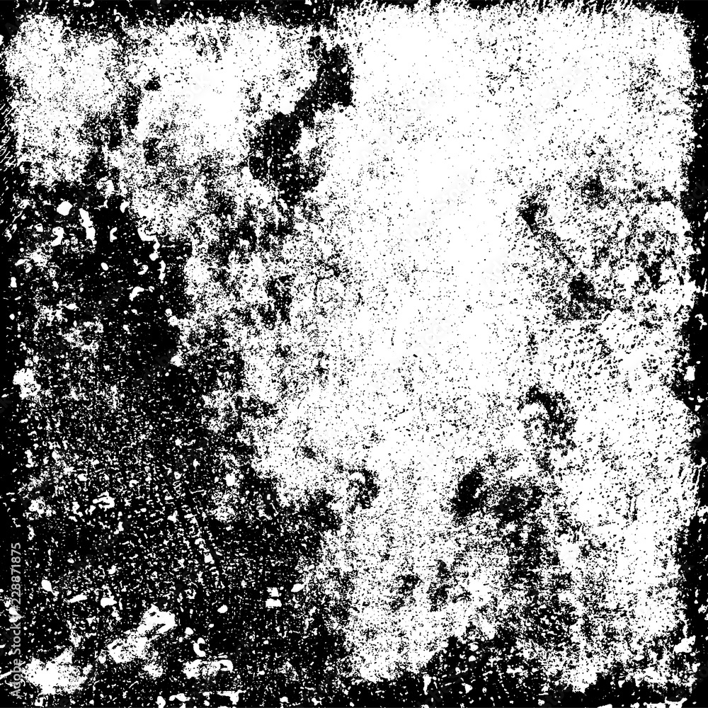 Grunge background abstract black and white. Monochrome texture of dirty surface. Pattern of cracks, chips, scuffs