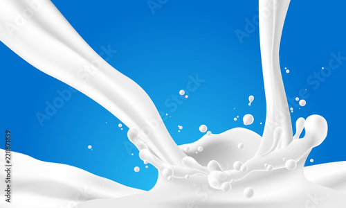 Abstract background ripple milk on blue background.
