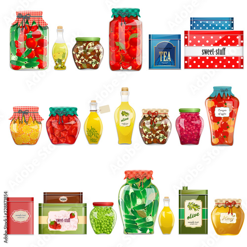 vintage collection of canned goods and boxes for your design